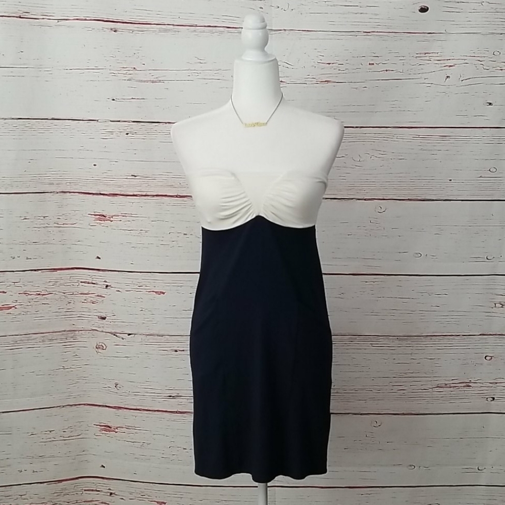 FIGHTING EEL // ltd ed soft color block sweetheart strapless pocket mini dress